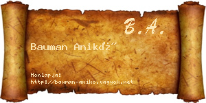 Bauman Anikó névjegykártya